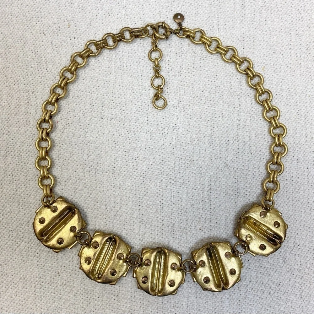J. Crew Gold Purple Iridescent gem Necklace